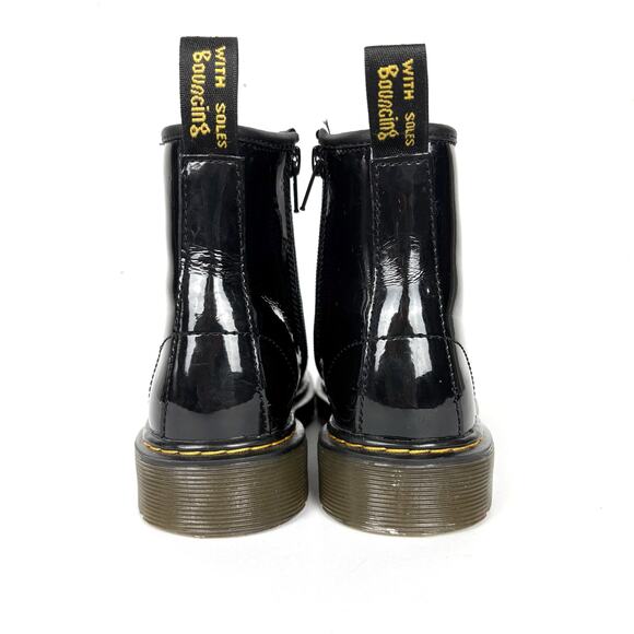 Dr. Martens Junior 1460 Patent Leather Lace Up Combat Boots Black Hi Top Size 2 - Picture 3 of 9